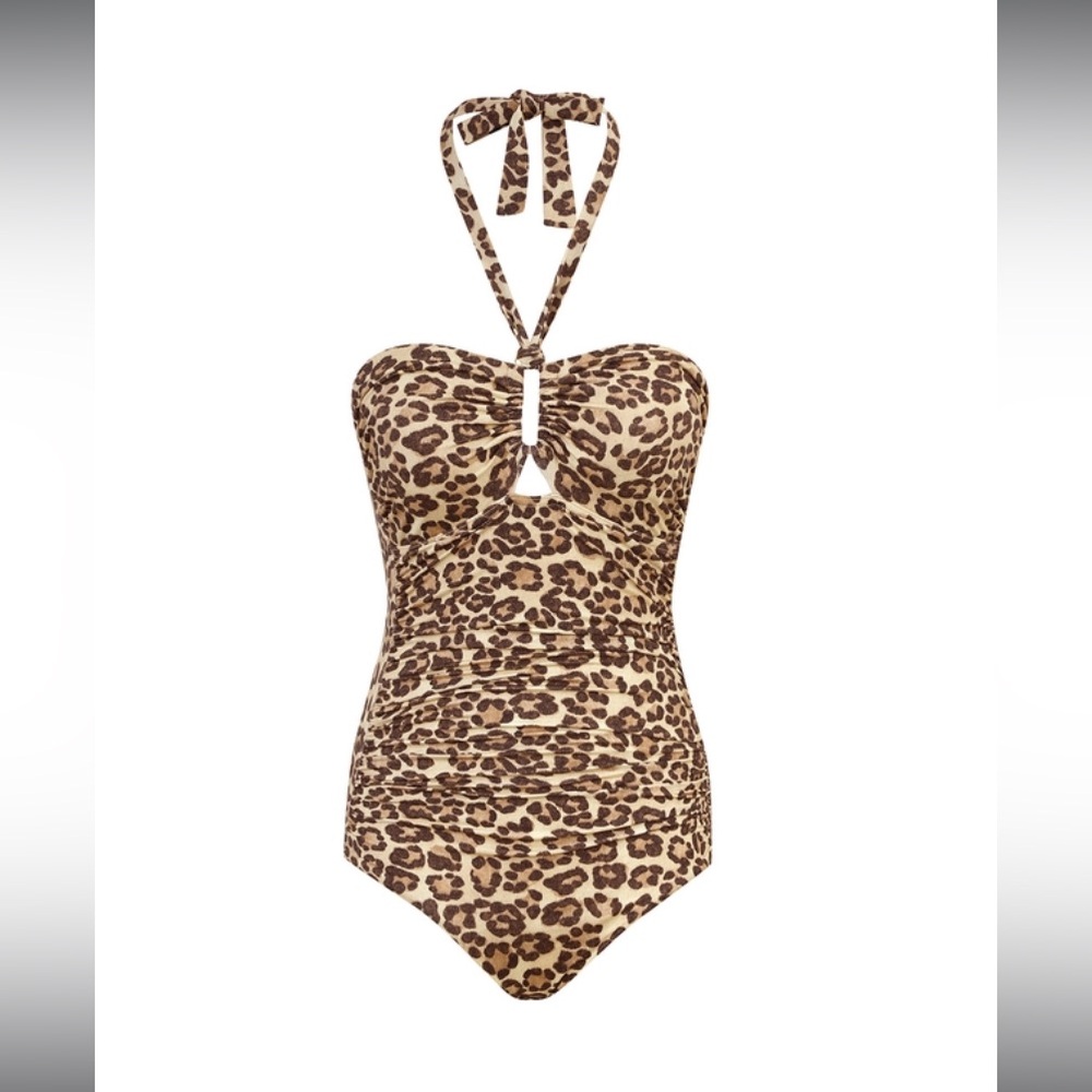 Zimmerman, Leopard Print Halter Swimsuit